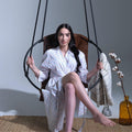 Hanging Egg Chair - Handmade Scandinavian Style Hammock Swing Chair, Hanging Chair for Bedroom, Indoor & Outdoor Patio Swing, Double-Layered Faux Leather