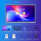 65 Inch Smart Board, 4K Electronic Whiteboard, Built in Dual System and 20MP Camera Digital White Board for Classroom and Business, Interactive Whiteboard with Video Conference System (Board Only)