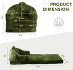 MAXYOYO Folding Sofa Bed, 2 in 1 Convertible Sofa to Lounger Comfy Single Bean Bag Chair for Adults, Floor Sleeper Couch with Handle, Faux Fur Couch Bed for Living Room Bedroom, Green