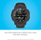 Garmin Instinct Crossover Solar  Rugged Hybrid Smartwatch with Solar Charging Capabilities  Analog Hands and Digital Display  Graphite