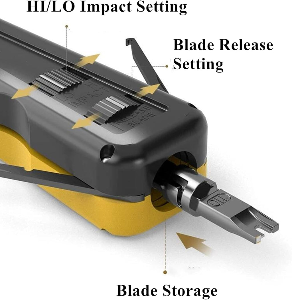 Pass Through RJ45 Crimp Tool Kit, Network Tool Kit, Ethernet Crimper Cat6 Cat5e Cat5 Crimping Tool with Wire Tracker, 110/88 Punchdown Tool, Cat6 Pass Through Connectors, Wire Stripper