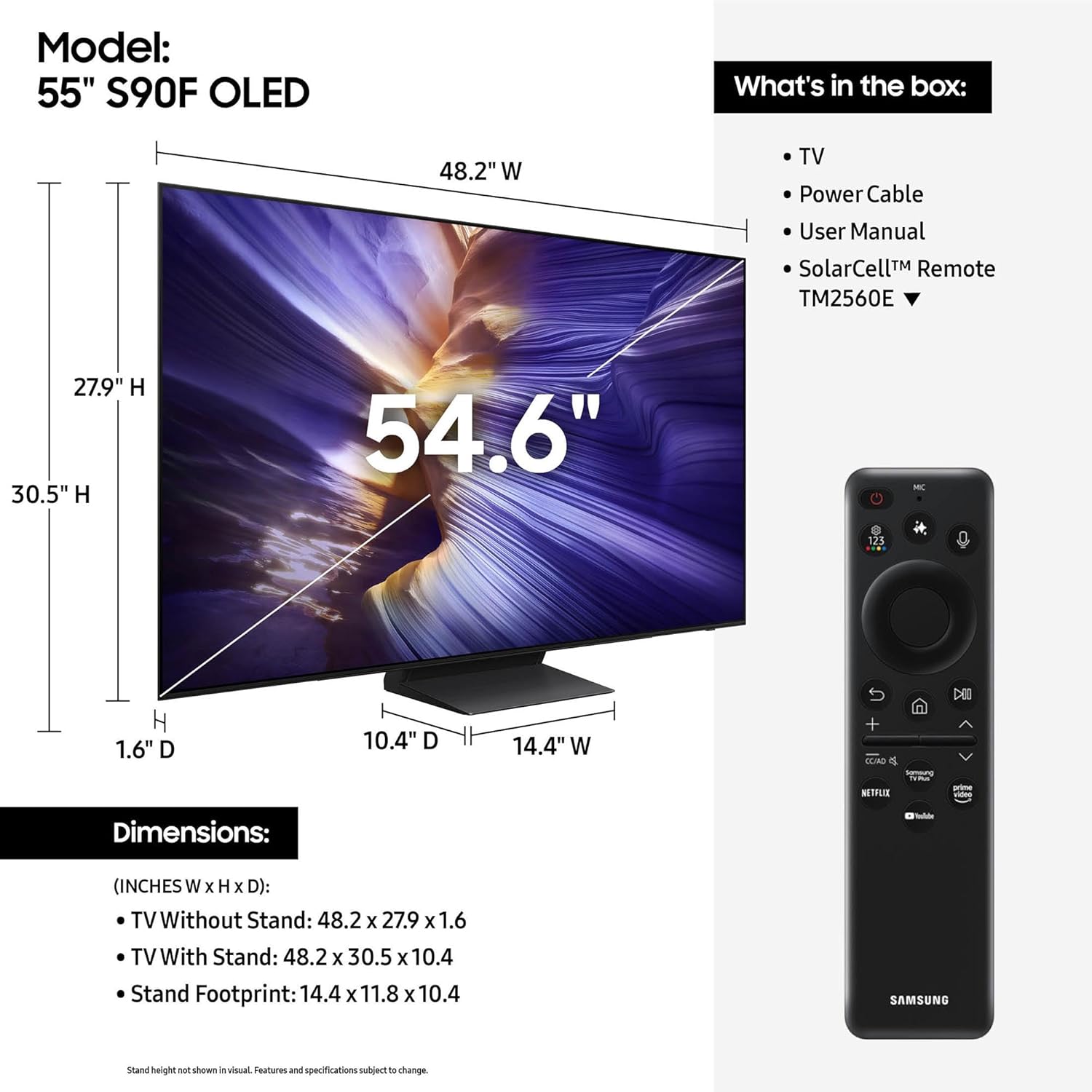 Samsung QN55S90FAFXZA 55 Inch 4K OLED Smart TV with a HW-B750F B Series Soundbar 5.1 Ch and Subwoofer (2025)