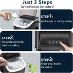 Countertop Ice Maker Machine, Portable Compact Small Bullet Ice Maker with Self Cleaning Function Makes 9 Cubes in 6 Minutes, Up to 26lbs in 24 Hours, Ideal for Camping Dorm Home Outdoor Use(Black)