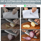 PATENTED ORIGINAL ADJUSTABLE ROLLING KNIFE SHARPENER KIT: Adjustable Height, 30 Angle Options, 5 Removeable Whetstone Plates, Leather Strop with Travel Case - Kitchen Knife Sharpener