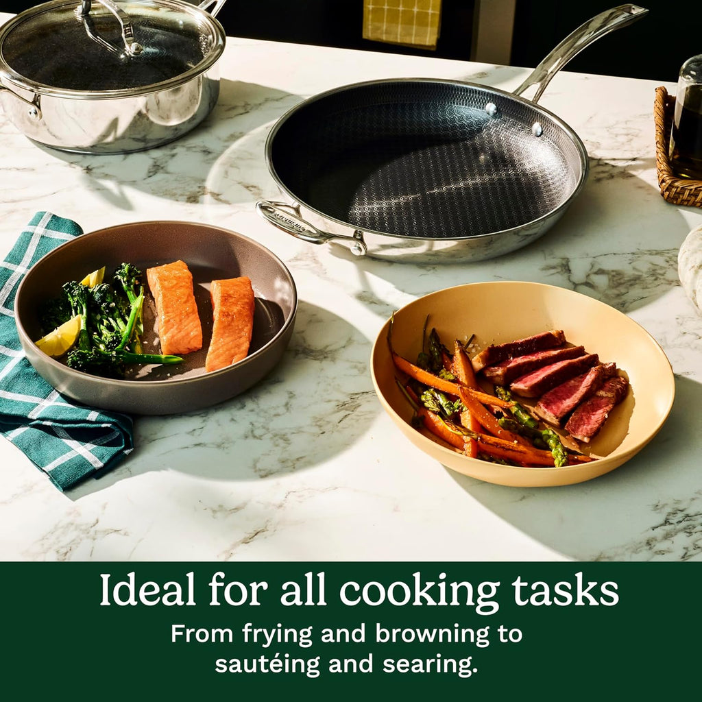 Cuisinart FusionPlus Hybrid Nonstick Stainless Steel Cookware Set, 2-Piece Skillet Cooking Set with PFAS-Free PURELYSEAR Ceramic Non Stick Technology, Scratch Proof, Cool Grip Handles, Dishwasher Safe