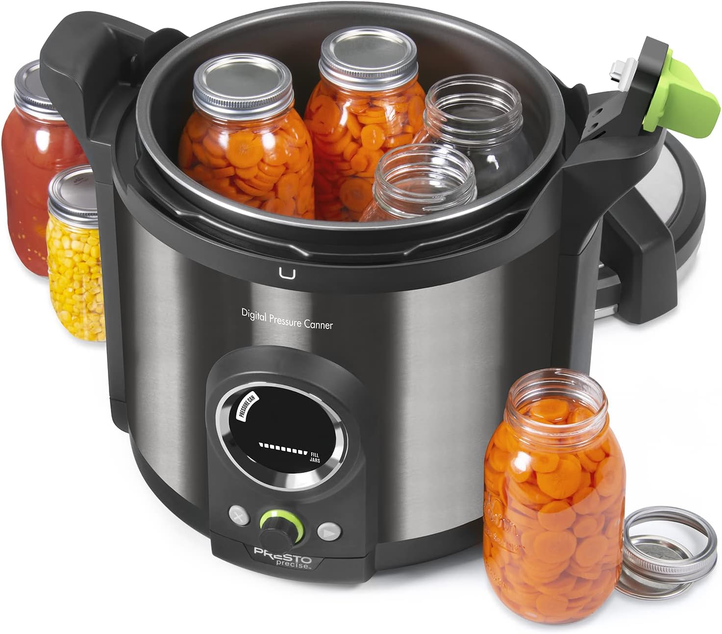 Presto 02144 12-Quart Digital Pressure Canner - Digital Display, Waterbath Capable, 10-Built-In Safety Features, Recipe Book, Black Stainless Steel