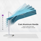 PURPLE LEAF 10 FT Right-left Tilt Patio Umbrella Swivel White Cantilever Umbrella with Tilt Aluminum Outdoor Umbrella with 360° Rotation for Deck Pool Garden, Turquoise