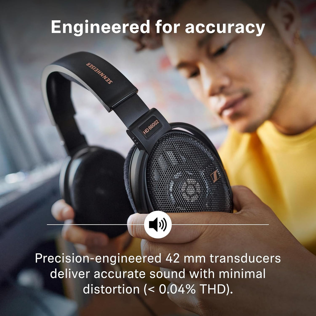 Sennheiser HD 660S2 - Audiophile Open-Back Over Ear Headphones with Deep Bass Extension and Refined Acoustic Performance  Over-Ear Headphones for PC  Music  Gaming  Podcasts  Premium Black