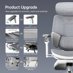 Hbada E3 Ultra Ergonomic Chair, with 3-Zone Dynamic Lumbar Support, 360° Mechanical Armrest, 4D Adjustable Headrest, Aluminum Alloy, Mesh Chair Grey
