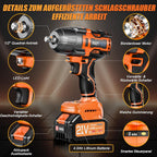 Protmex Cordless Impact Wrench, 900Ft-lbs (1200N.m) 1/2" Brushless Impact Gun, 21V High Torque Power Impact Driver, 2x4.0Ah Batteries Electric Impact Motor Variable Speeds for Car/Pickup Truck/Mower