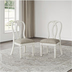 Signature Design by Ashley Realyn French Country Ribbon Back Dining Chair, 2 Count, Chipped White