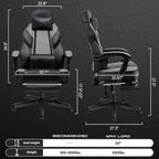 Meilocar Gaming Chair for Adult, Computer Chair with Footrest Video Game Chair Big and Tall Gaming Chair with Massage Lumbar Support, Adjustable Height and 360° Swivel Seat(Grey)