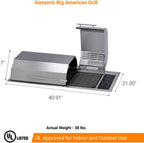 Kenyon The Big American Grill, Electric Grill With 3 Burners And 2 Piece Lid, Stainless Steel Body, Rust-Proof Grill With IntelliKEN Touch Control, UL-Approved For Indoor And Outdoor Use, 240V