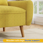 JAMFLY 47'' Small Loveseat Sofa, 2 Seat Compact Couch with Tapered Legs, Yellow Upholstered Furniture, Solid Wood Frame, Comfy Foam Cushion, Easy Assembly for Small Spaces