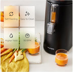 Hurom H400 Renewed Easy Clean Slow Juicer, Matte Black | Hands-Free | Hopper Fits Whole Produce | Quiet Motor | Scrub Free Cleaning | BPA Free | Easy Assembly | Cold Press Masticating Juicer