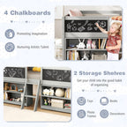 Giantex Low Loft Bed Twin Size, Wooden Loft Bed with Ladder & Blackboard, Twin Bed Frames for Kids with Storage 2 Bookcases and Play Space, Grey