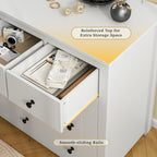 White Dresser for Bedroom with 10 Spacious Drawers Large Wood Dresser TV Stand for Bedroom Modern Chest of Drawers for Living Room Hallway Entryway, Smooth Slide, 15.7" D x 52" W x 36.5" H