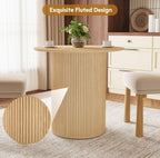 31.5" Small Round Dining Table for 2, Sturdy and Durable Natural Wood Dining Table Round with Fluted Base, Simple Setup Small Kitchen Table for Living Dining Room Office (Natural)
