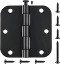 42 Pack Matte Black Door Hinges for Doors 3.5 x 3.5 Inch, Interior Rounded5/8 Radius Heavy-Duty Removable Pin Hinge for Standard Bedroom Office Hardware Guest Launtry Closet RV Shelter Shed