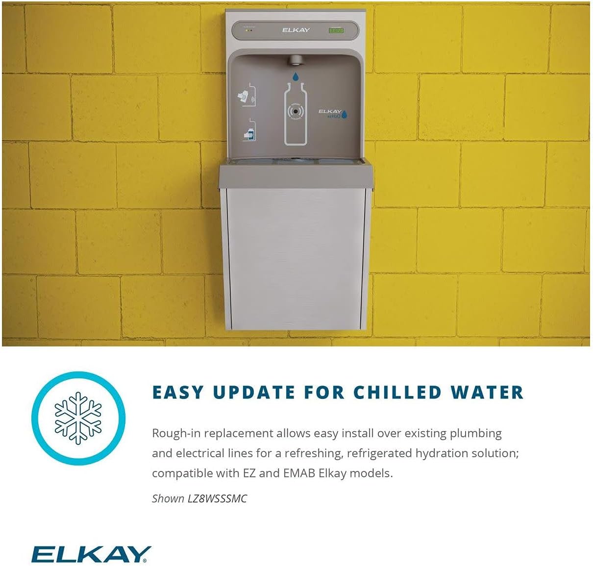 Elkay LZ8WSSSMC ezH2O Refrigerated Surface Mount Bottle Filling Station Filtered 8GPH Stainless Steel