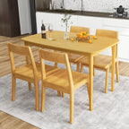 Giantex Dining Table for 4, 48" Rectangular Kitchen Table with Solid Rubber Wood Legs & Spacious Tabletop, Wooden Dinner Table for Living Dining Room, Dinette (Natural)