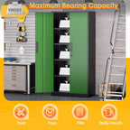 Greenvelly Metal Storage Cabinet, Steel Garage Cabinet with Doors and Adjustable Shelves, Metal Cabinet with Lock,Tall Metal Office Storage Cabinet for Garage,Home Office,School (Black Green)