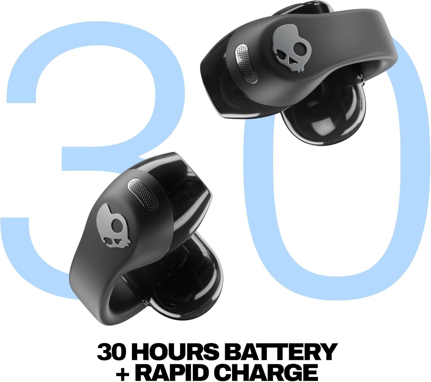 Skullcandy Push 720 Open Wireless Open Ear Bluetooth Earbuds  Headphones  Waterproof  Clip-On Lightweight Design  30 Hours Battery  Wireless Charging Pouch  Microphone for iPhone Android - True Black