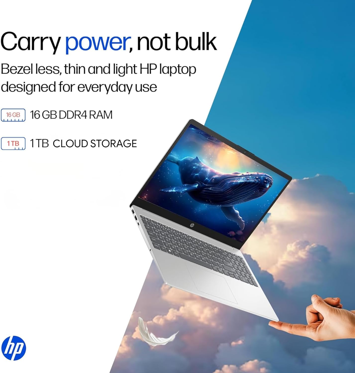 HP Ultrabook Laptop • 1TB Online with 128GB Speed Stack (64GB onboard and 64GB USB) Storage • 8GB Smart RAM • All-Day Battery • Windows 11 • 1 Year Microsoft Office 365