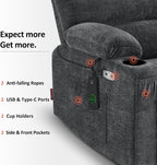 MCombo Power Lift Recliner Chair for Elderly, Lift Chair with Heat and Massage, USB &Type C Ports, Cup Holders, Fabric 7095 (Medium, Dark Grey)