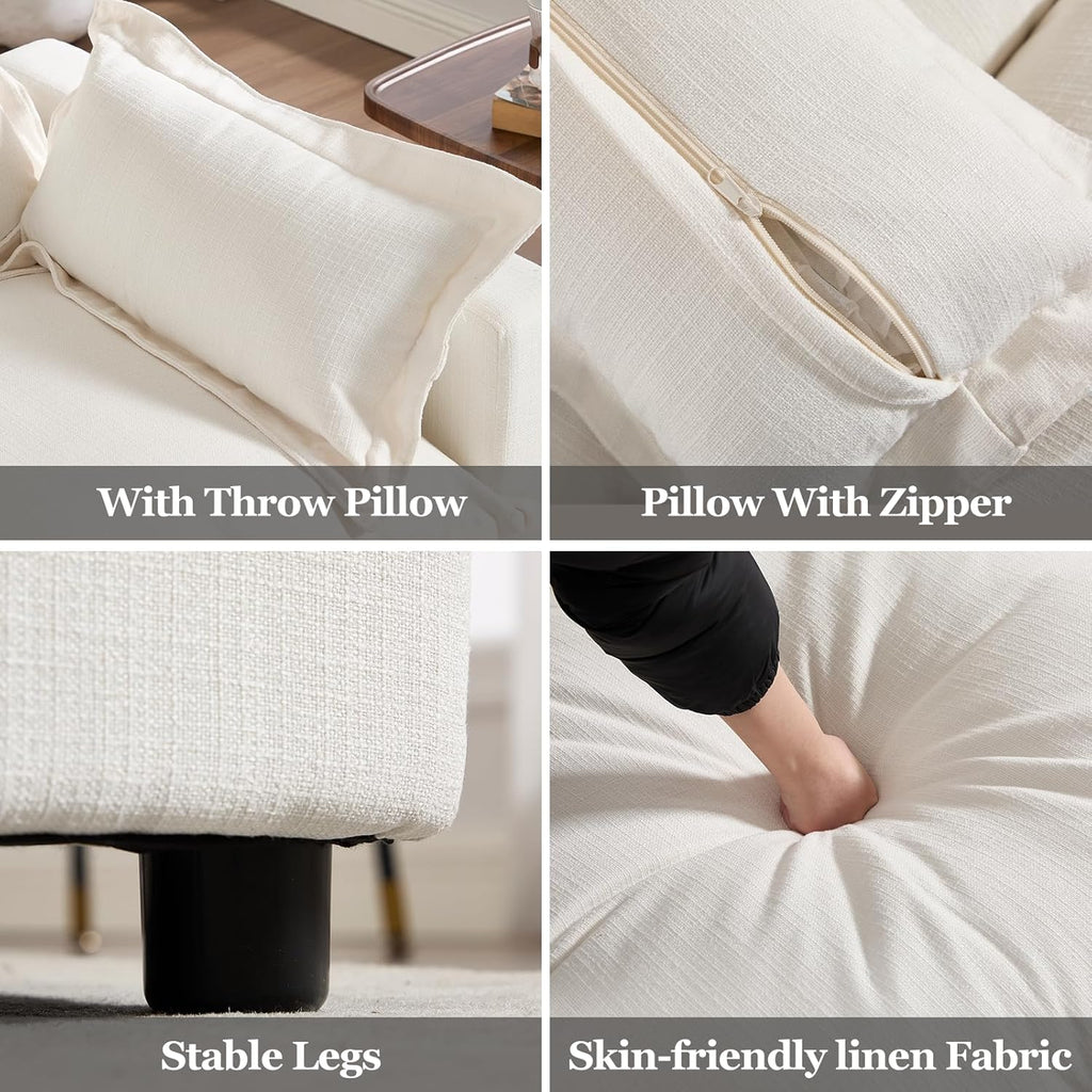 Kmax 97" Modular Sectional Sofa for Living Room, Modern Convertible L Shaped Sofa Couch Oversized Deep Seat Cloud Couch Sleeper with Ottoman, White
