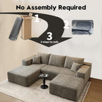 107.5" Cloud Modular Sectional Couch with 1 Ottoman,Modern Minimalist Upholstered Couches, Comfort U Shaped Sofa for Living Room,Deep Seat Corner Couch .No Assembly Required (Camel,Left Facing Chaise)
