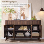 OKD Fluted Storage Cabinet with Drawers, 60" Morden Buffet Sideboard Coffee Bar Cabinet with 4 Doors and 3 Drawers for Dining Room, Living Room,Hallway (Dark Walnut)