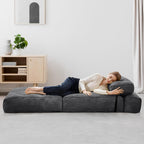 tantohom Folding Sofa Bed, Convertible Sleeper Chair with Pillow Foldable Mattress with Back Support,Space-Saving Sofa for Living Room,Bedroom (Dark Gray)