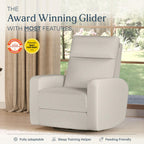 Nurture& The Glider Plus - Premium Nursery Power Recliner | Swivel Chair with Adjustable Head Support | Adjustable Lumbar Support Built in USB The Ultimate Comfort for Nursing, Relaxing (Boucle Creme)