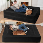 Futon Sofa Bed with Pillow, 3-in-1 Sleeper Sofa Bed with Removable Cover, Convertible Floor Sofa Bed, No Assembly Boneless Couch for Living Room, Bedroom