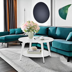 VASAGLE MAEZO Collection - Round Coffee Table, 2-Tier Center Table with Storage, Tapered Legs, Curved Transitions, 31.5 Dia. x 17.7 H Inches, Easy Assembly, for Living Room, Snow White ULCT243W14