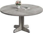 IDEALHOUSE Round Dining Table for 4, 47 Inches Dining Room Table with Wooden Base, Circle Kitchen Dinner Table for Dining Room, Kitchen, Living Room (Table Only), Grey