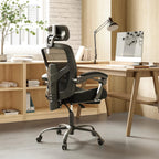 DUMOS Office Desk Computer Chair with Footrest, Ergonomic Mesh Swivel Gaming Chair with Rolling Wheels, Comfortable Headrest, Lumbar Support, Comfy for Home, Office, Task, Student, Inky
