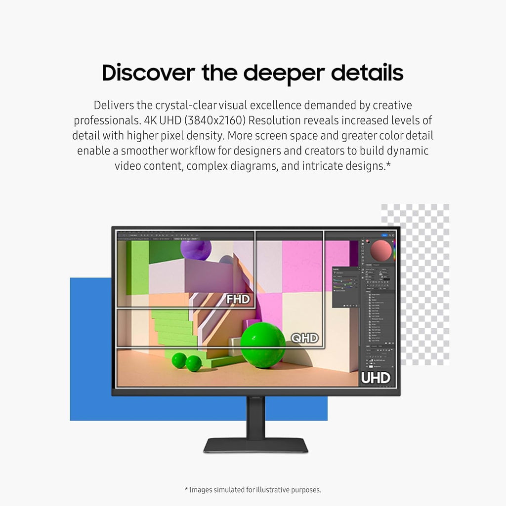 SAMSUNG 27" ViewFinity S8 (S80D) Series 4K UHD High Resolution Computer Monitor  HDR10  Multiple Ports w/ HDMI  DisplayPort  USB-A  Height Adjustable Stand  LS27D806EANXGO  2024  3Yr Warranty