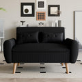 Vongrasig 48" Small Modern Loveseat Sofa, Mid Century Soft Corduroy Fabric 2-Seat Sofa Couch Tufted Love Seat with Back Cushions and Tapered Legs for Living Room, Bedroom and Small Space (Black)