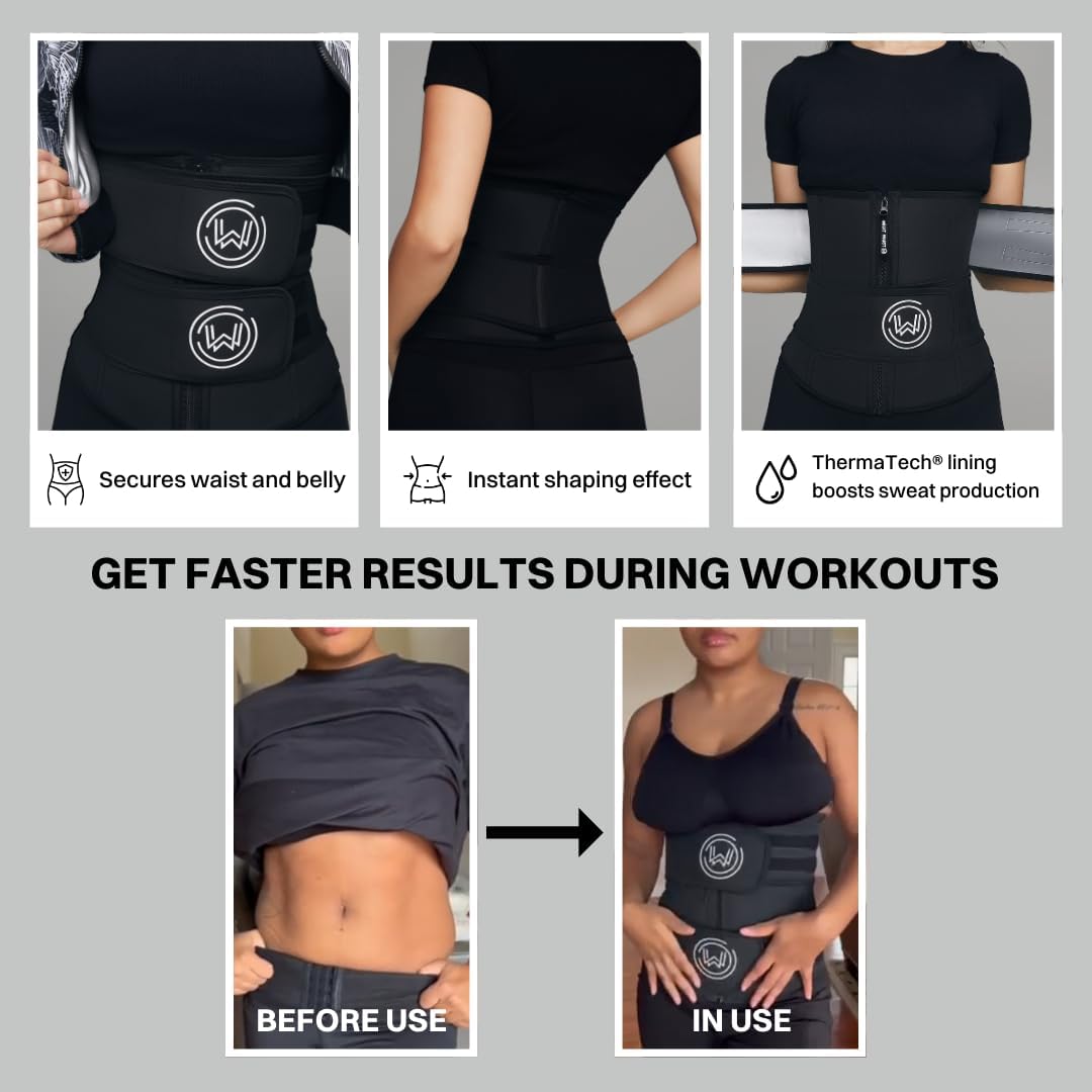 What Waist Vapor Define Band - Sweat Waist Trainer with ThermaTech Fabric - Stomach Wrap for Weight Loss, Sweat & Workouts