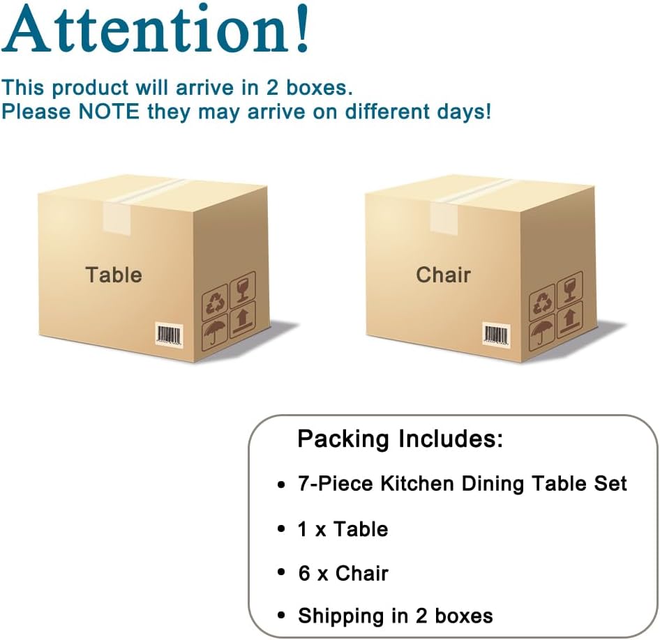 Dining Table Set for 6, 71'' Wood Dining Table and Chairs Set of 6, Modern Rectangle Wood Table, Fabric Dining Chairs 6, Suitable for Home, Kitchen, Dining Room, Living Room
