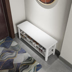 AQIMUELE Wood Shoe Rack Bench for Entryway, 2 Tier Shoe Rack for Front Door Entrance, Shoe Bench with Shoe Storage for Entryway, Bedroom, 39.4"