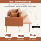 Anwick 72" Modern PU Leather Sofa Bed Futon,Convertible Folding Sleeper Bed Couches with 3 Adjustable Backrests,Tufted Recliner Loveseat with Golden Chrome Legs for Small Living Room Office (Brown)