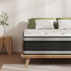 Queen Size Mattress, 14 Inch Hybrid Pillow Top Mattresses in a Box with Gel Memory Foam & Individually Pocket Coils, Medium Firm Mattress for Back Pain, Pressure Relief, Fiberglass Free
