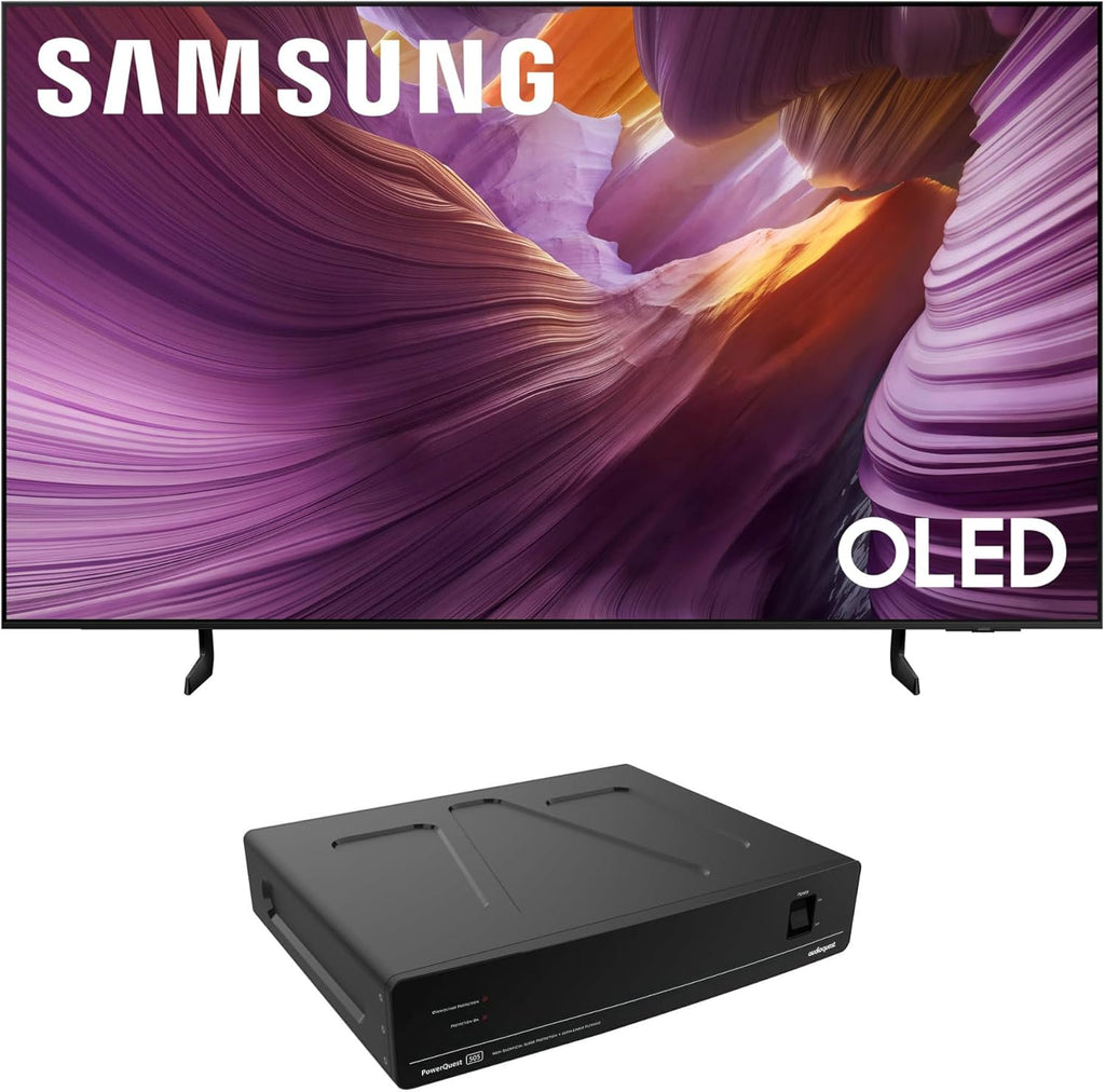 Samsung QN65S85FAFXZA 65 Inch OLED HDR 4K Smart TV with an AudioQuest PQ505NA PowerQuest 505 12 Outlet Surge Protector (2025)
