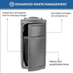 Commercial Zone PolyTec™ Side Entry Trash Container, Square, Tray, Dual Flipper, Dome Top