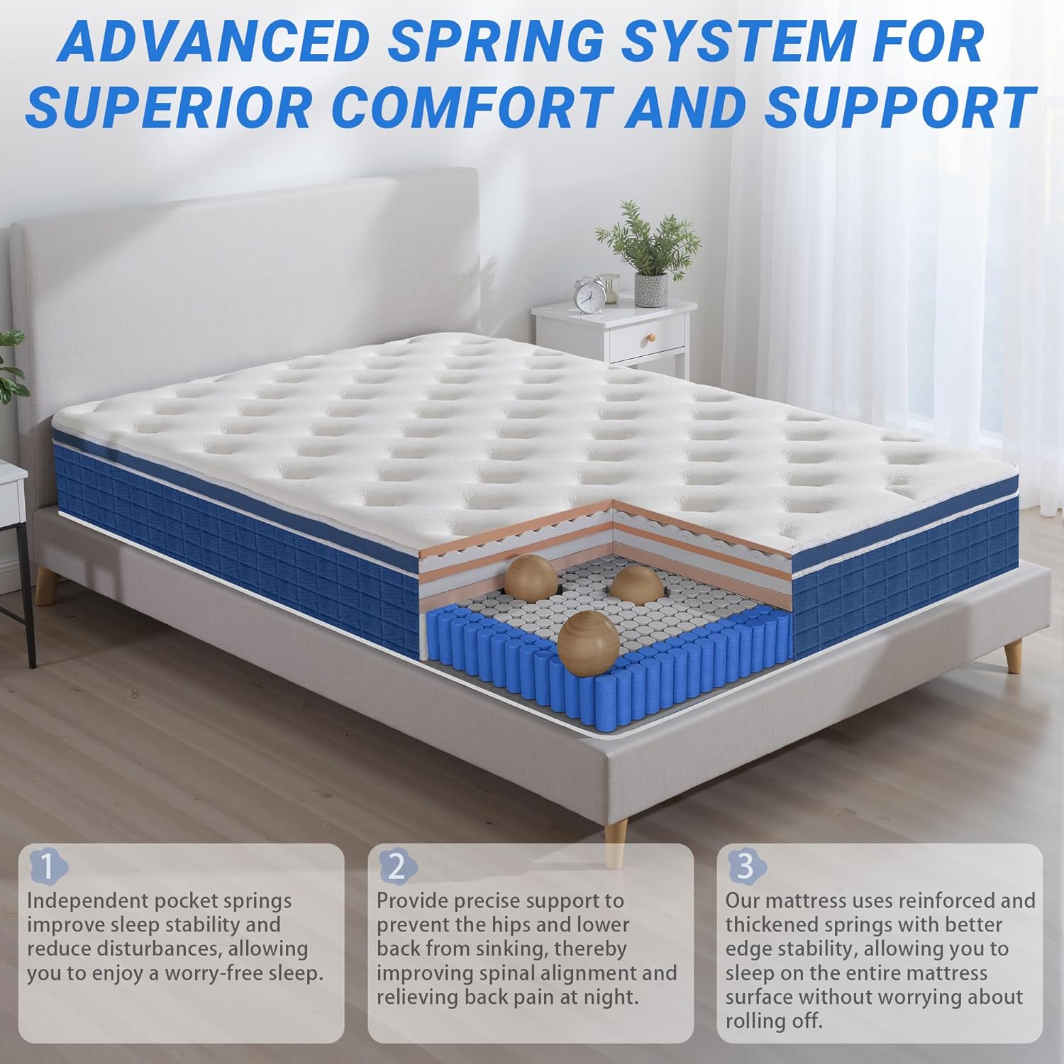 14″ King Hybrid Mattress – Cooler, Quieter & Deeper Comfort, Airflow Foam + Pocket Coils, 2″+ Plush Cushion, Heavy-Duty Support, CertiPUR-US, Fiberglass-Free, Mattress in a Box