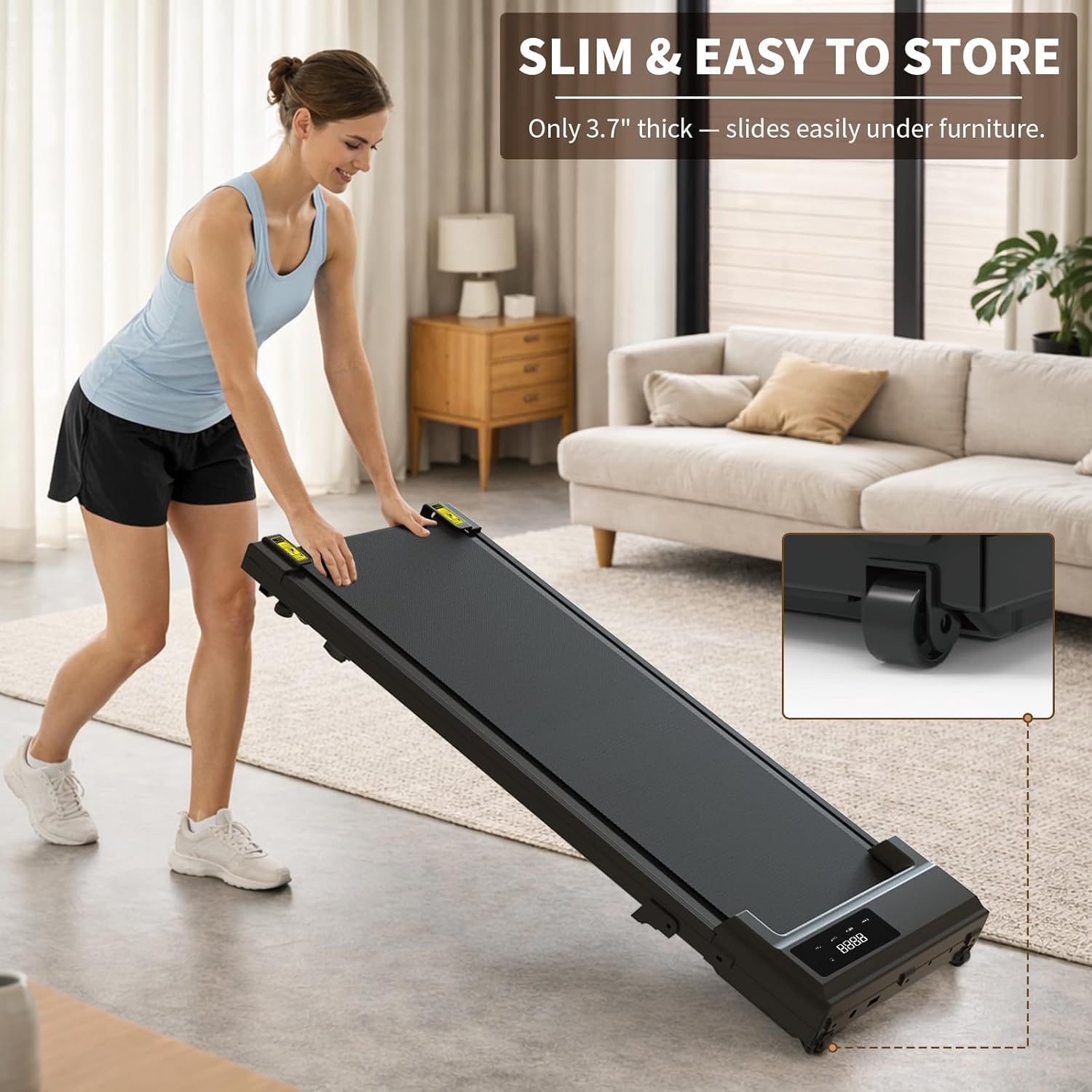 STRIDEMAX Quiet Folding Treadmill with Manual Incline, 2.5HP Under Desk Walking Pad, Basic LED Display, Shock Absorption, Space-Saving Fitness Equipment for Small Apartments - Joystride Series