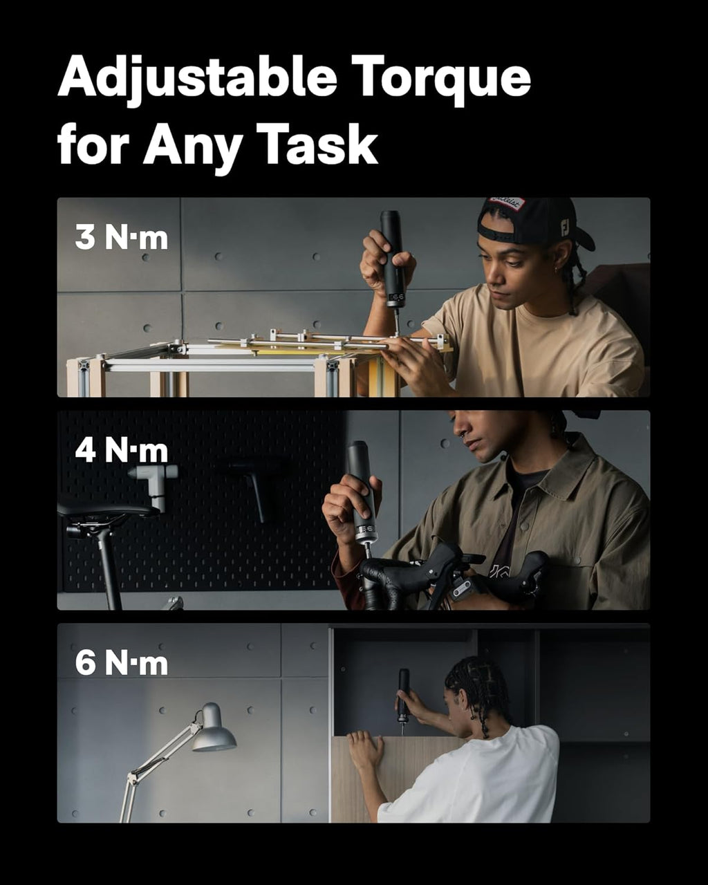 HOTO PixelDrive Electric Screwdriver, Smart Display, 6 Torque Settings, 0.5 to 6 N·m, 1/4'' Hex 30 Bits, LED Light, 2000 mAh Rechargeable Cordless Screwdriver Set for Electronics, Gadgets for Men